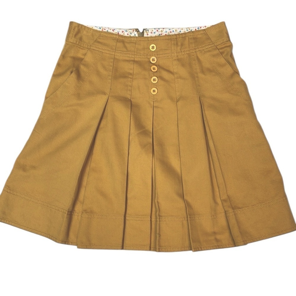 Marc Jacobs Pleated Denimisk Skirt Button Accents